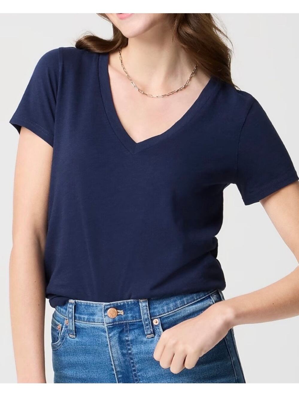 J. Crew Vintage Cotton V-neck T-shirt Blue S NEW